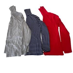 Old Navy Lightweight Turtleneck Tops Shirts Red Blue Gray Bundle 3 - Size Large